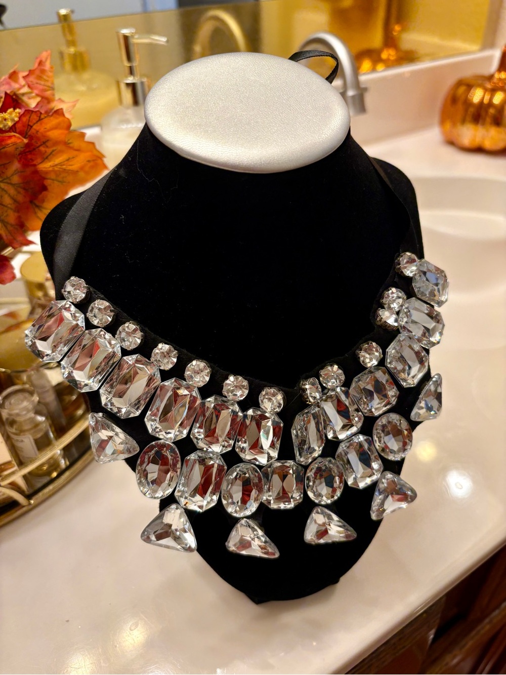 Crystal Statement Collar Necklace - Clear Crystal